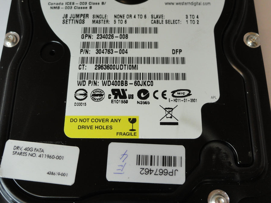 PR21030_WD400BB-60JKC0_Western Digital HP 40Gb IDE 7200rpm 3.5in HDD - Image2