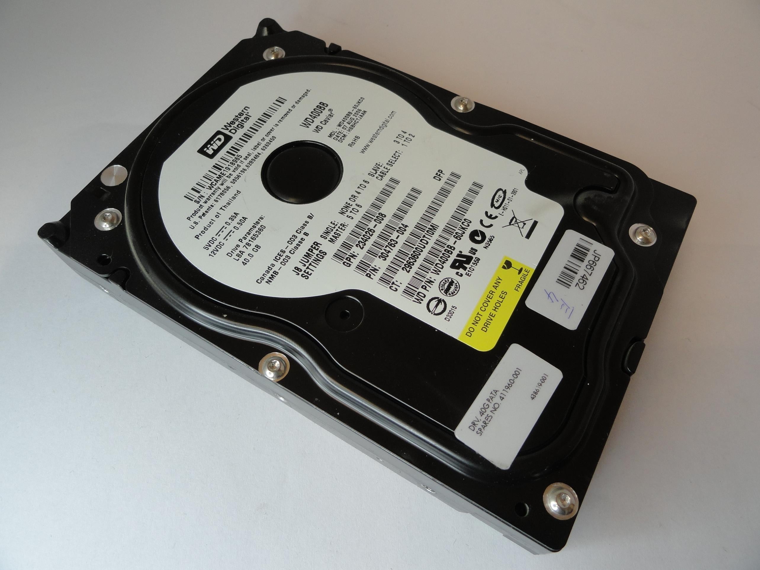 PR21030_WD400BB-60JKC0_Western Digital HP 40Gb IDE 7200rpm 3.5in HDD - Image3