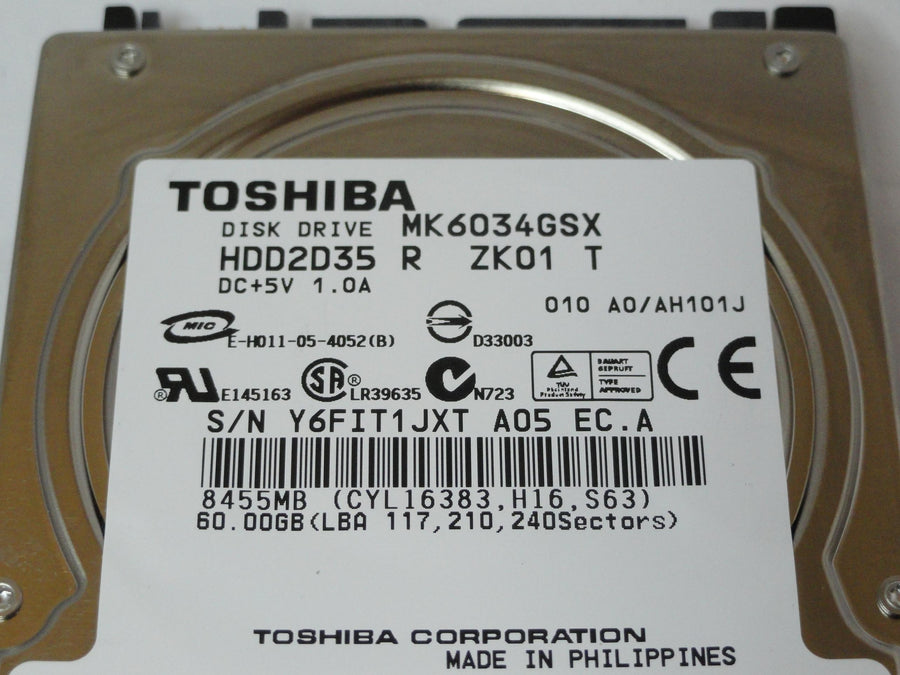 PR21125_HDD2D35_Toshiba 60Gb SATA 5400rpm 2.5in HDD - Image2