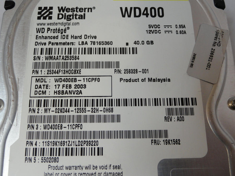 PR21176_WD400EB-11CPF0_Western Digital 40Gb IDE 7200rpm 3.5in HDD - Image2