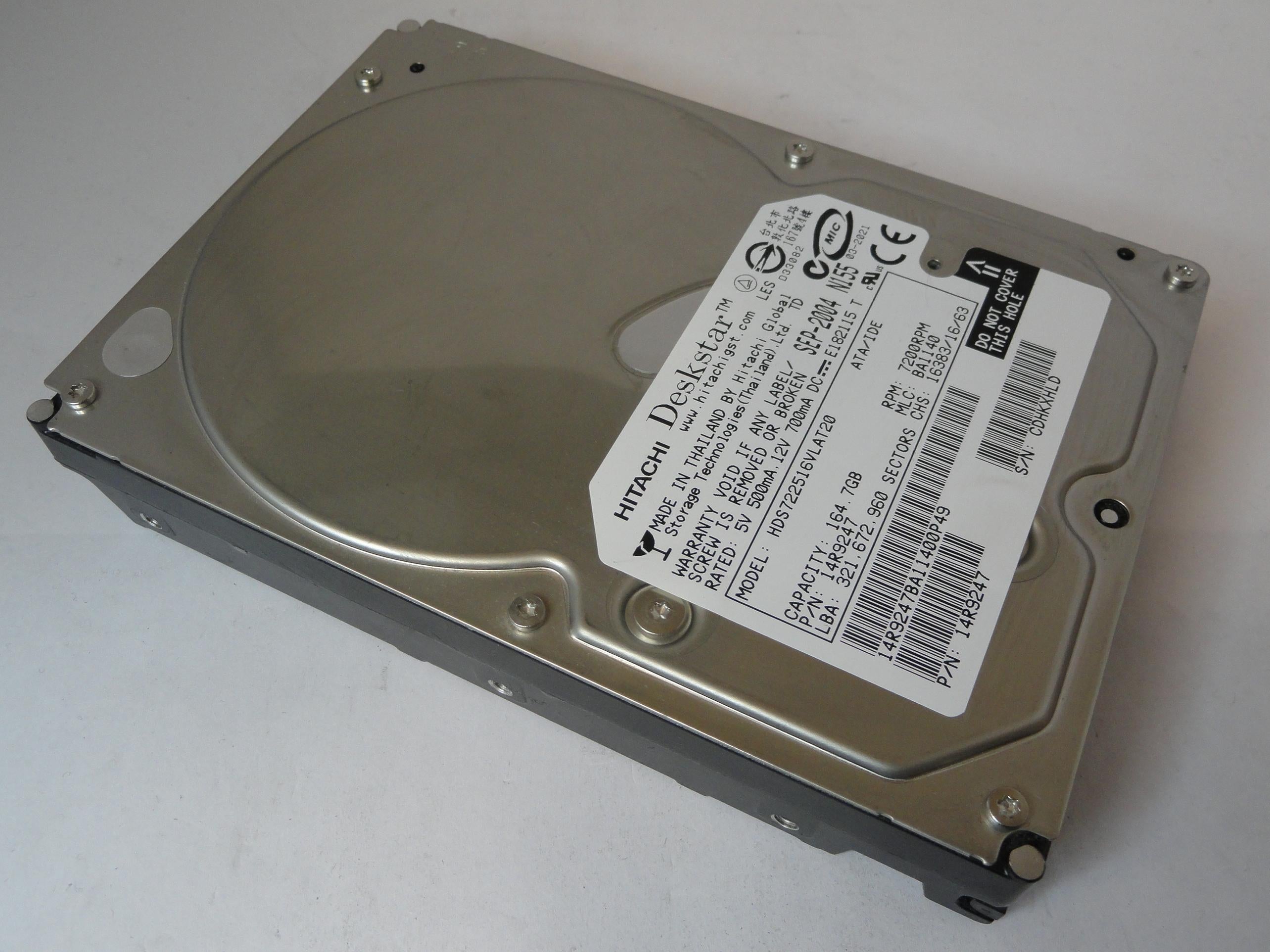 PR21253_14R9247_Hittachi 164.7Gb IDE 7200rpm 3.5in HDD - Image3