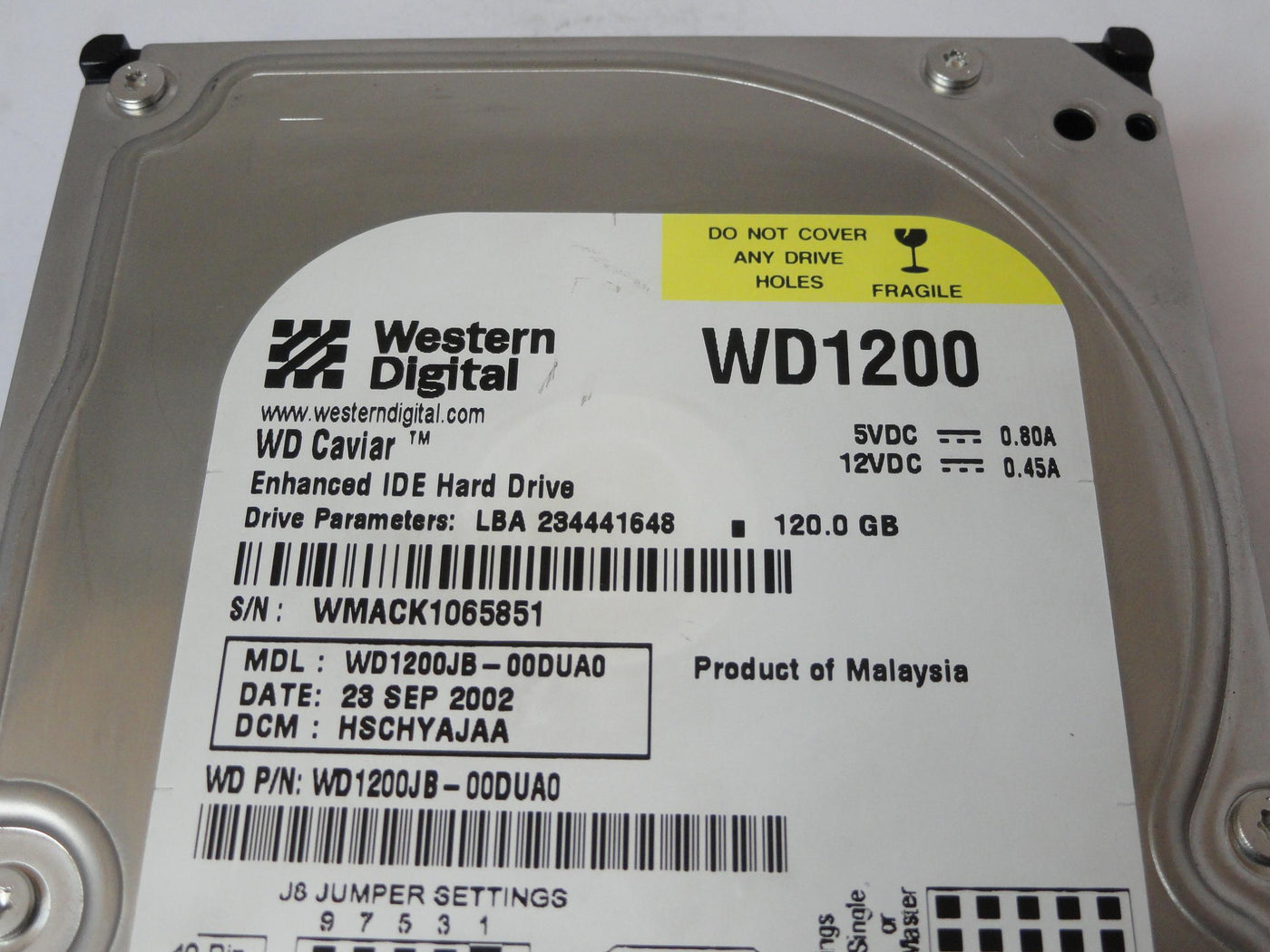 PR21303_WD1200JB-00DUA0_Western Digital 120Gb IDE 7200rpm 3.5in  HDD - Image2