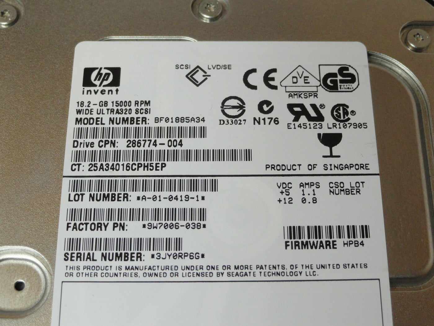 PR21435_9W7006-038_Seagate HP 18.2Gb SCSI 80 Pin 15Krpm 3.5in HDD - Image3