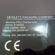 228481 003 - HP 228481-003 Modular PDU Control Unit - Black - USED