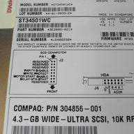9E2005-021 - Seagate Compaq 4.5Gb SCSI 80 Pin 10Krpm 3.5in HDD - Refurbished