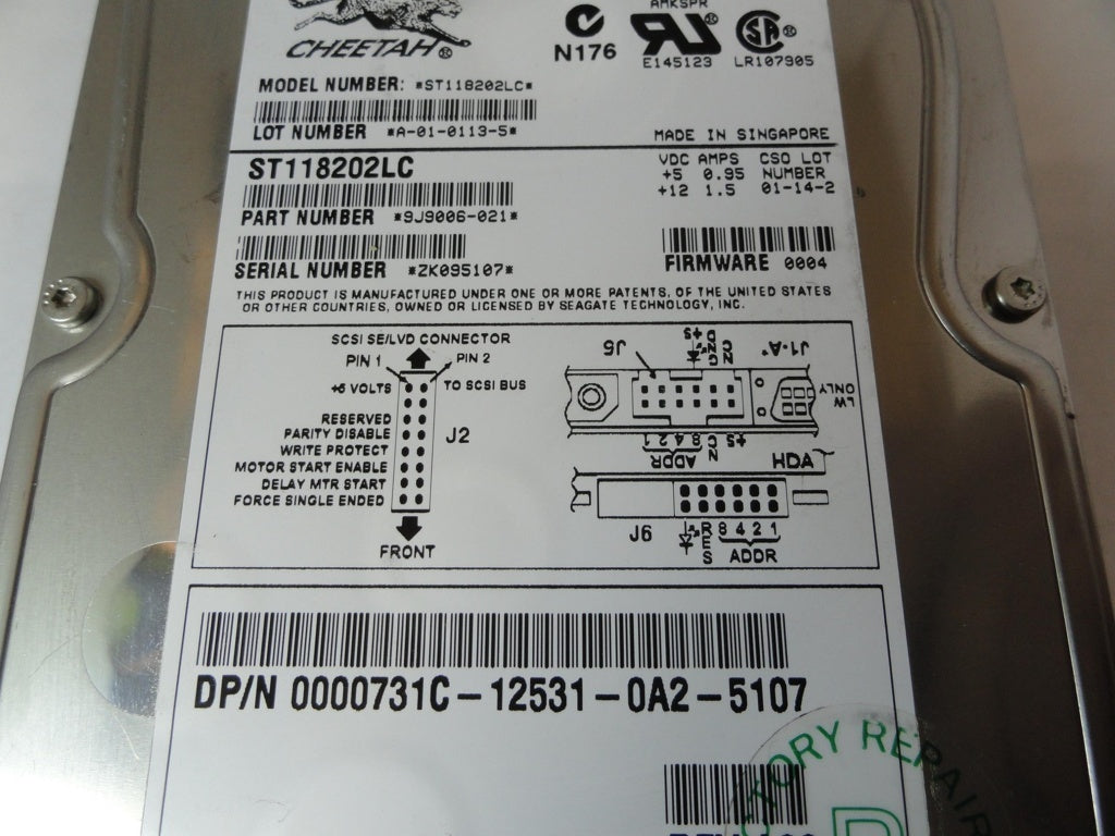 9J9006-021 - Seagate Dell 18GB SCSI 80 Pin 10Krpm 3.5in Certified Refurbished Cheetah HDD in Caddy - USED
