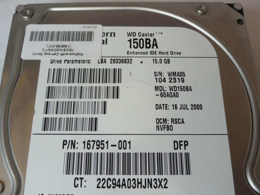 WD150BA-60AGA0 - Maxtor Compaq 15Gb IDE 7200rpm 3.5in HDD - Refurbished