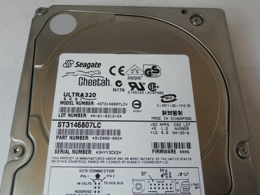 9V2006-002 - Seagate 146Gb SCSI 80 Pin 10Krpm 3.5in HDD - Refurbished