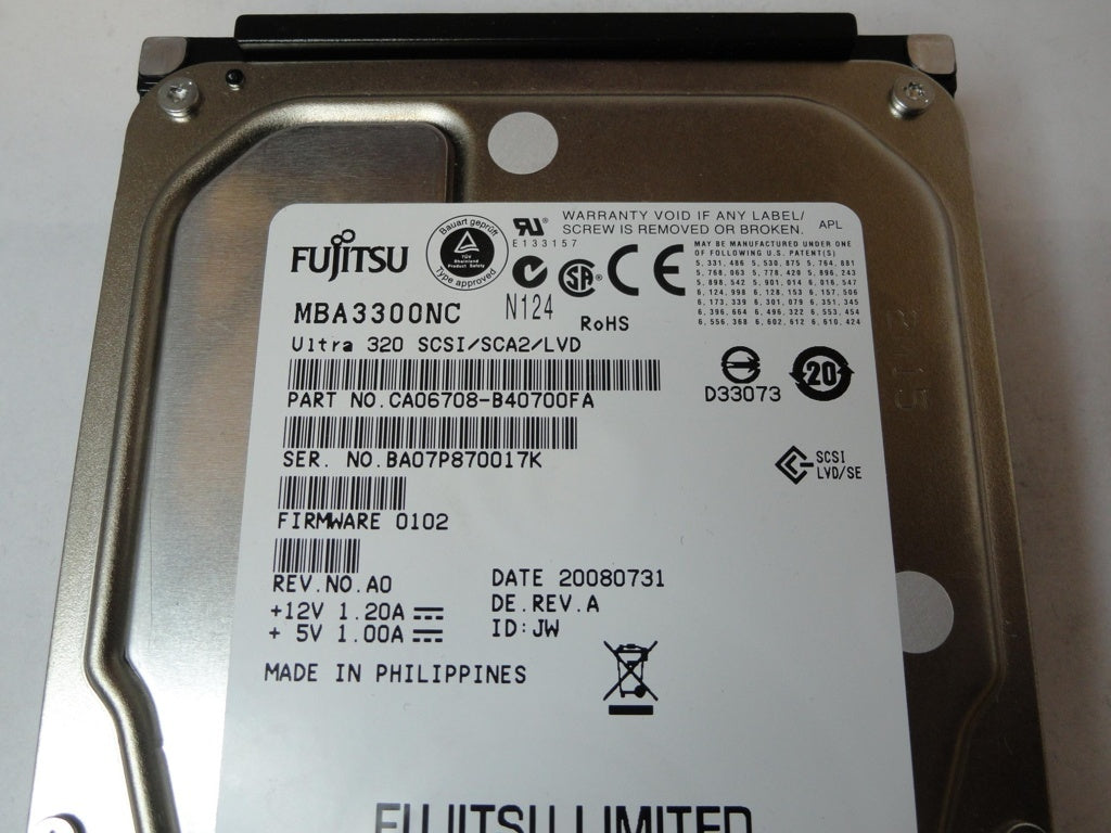 CA06708-B40700FA - Fujitsu 300Gb SCSI 80 Pin 15Krpm 3.5in HDD - USED