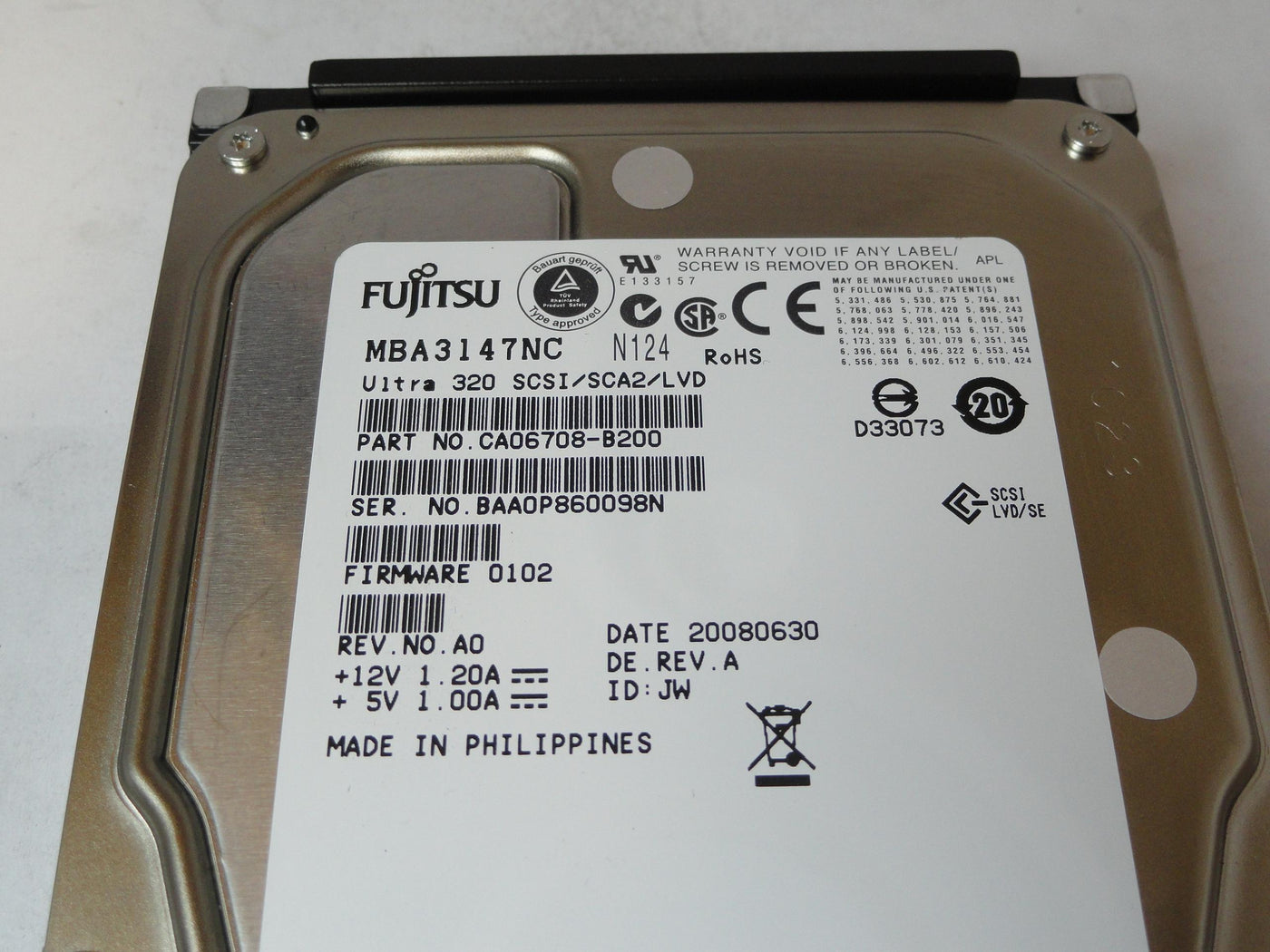 CA06708-B200 - Fujitsu 146Gb SCSI 80 Pin 15Krpm 3.5in HDD - Refurbished