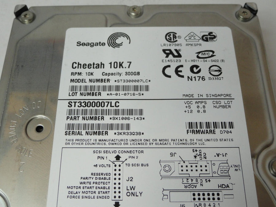 9X1006-143 - Seagate 300Gb SCSI 80 Pin 10Krpm 3.5in HDD - USED