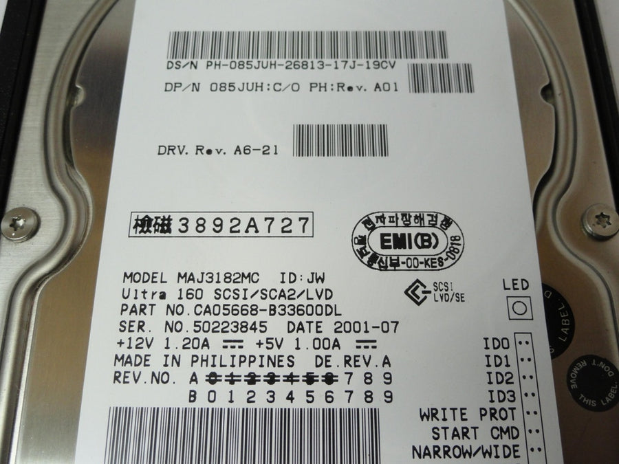 CA05668-B33600DL - Fujitsu Dell 18GB SCSI 80 Pin 10Krpm 3.5in HDD in Caddy - Refurbished