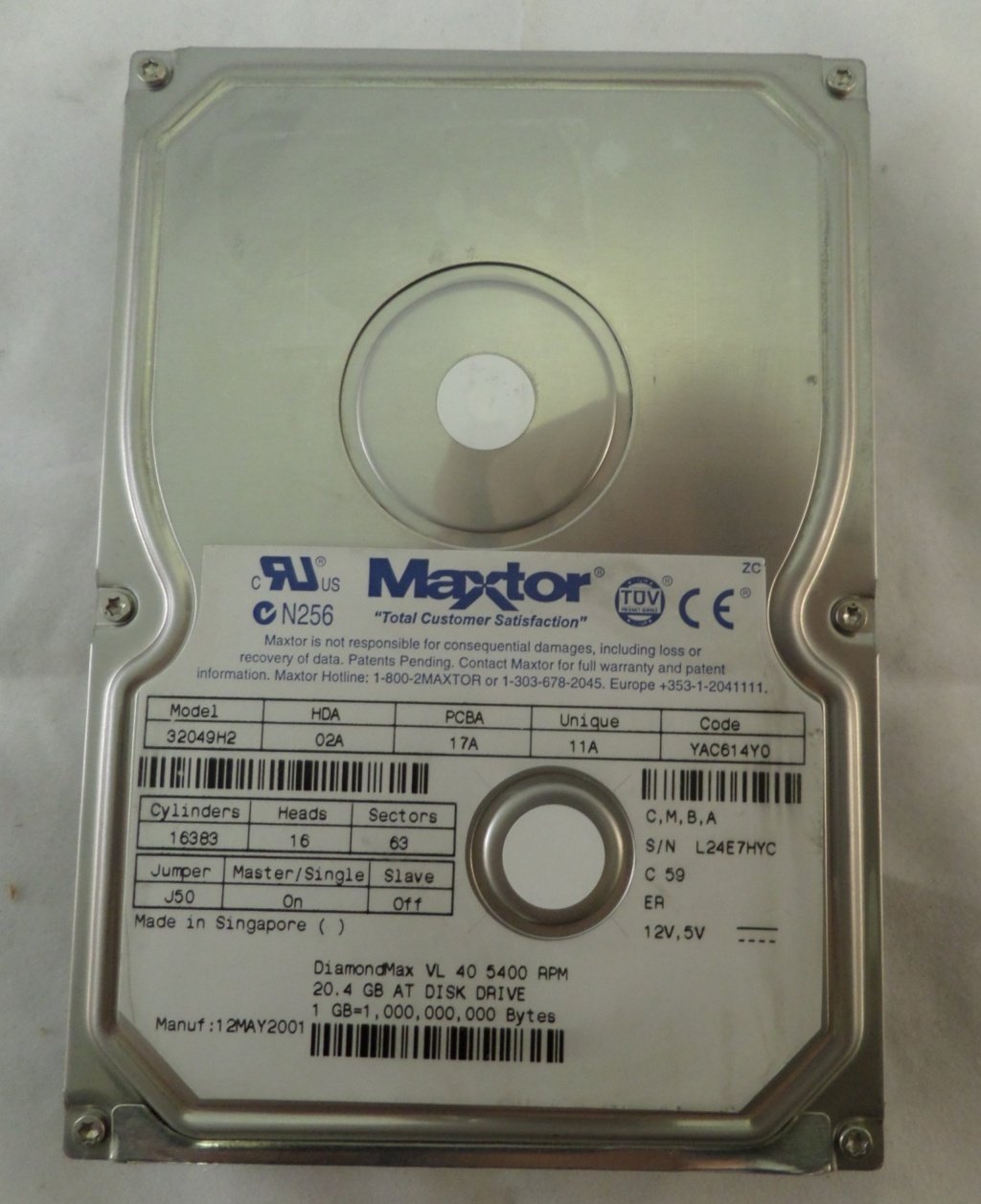 32049H2 - Apple / Maxtor 20GB IDE 5400rpm 3.5in HDD - Refurbished