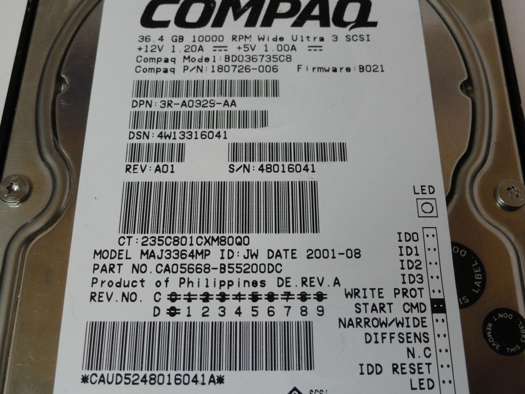 PR22168_CA05668-B55200DC_Fujitsu Compaq 36.4GB SCSI 68 Pin 10Krpm 3.5in HDD - Image3