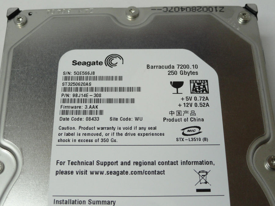 PR23181_9BJ14E-308_Seagate 250GB SATA 7200rpm 3.5in HDD - Image2