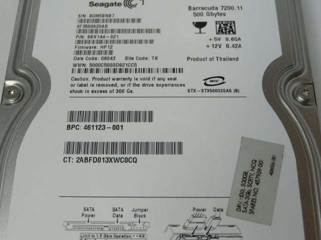PR22361_9BX144-021_Seagate HP 500GB SATA 7200rpm 3.5in HDD - Image3