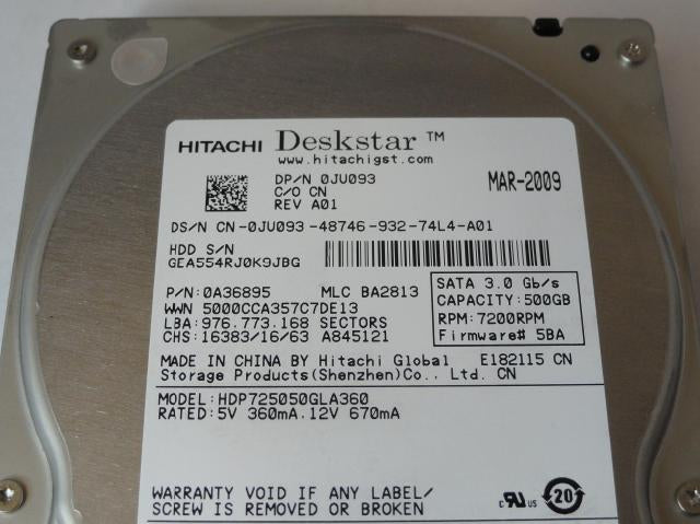 PR22379_0A36895_Hitachi Dell 500Gb SATA 7200rpm 3.5in HDD - Image3