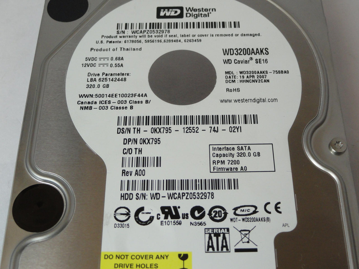 PR22414_WD3200AAKS-75SBA0_Western Digital Dell 320Gb SATA 7200rpm 3.5in HDD - Image2