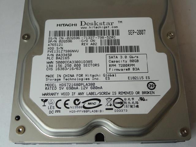 PR22464_0A33450_Hitachi Dell 80GB SATA 7200rpm 3.5in HDD - Image2