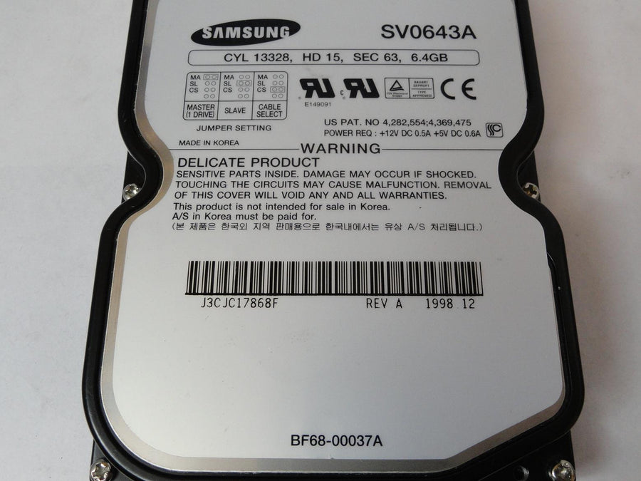 PR22899_BF68-00037A_Samsung 6.4Gb IDE 54000rpm 3.5in HDD - Image2