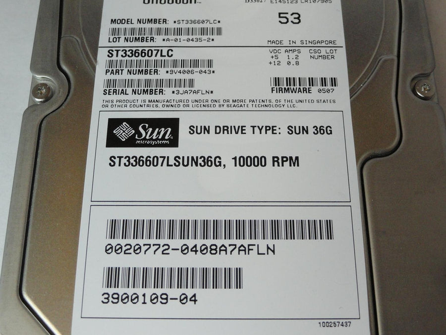 9V4006-043 - Seagate Sun 36GB SCSI 80 Pin 10Krpm 3.5in Cheetah HDD - USED