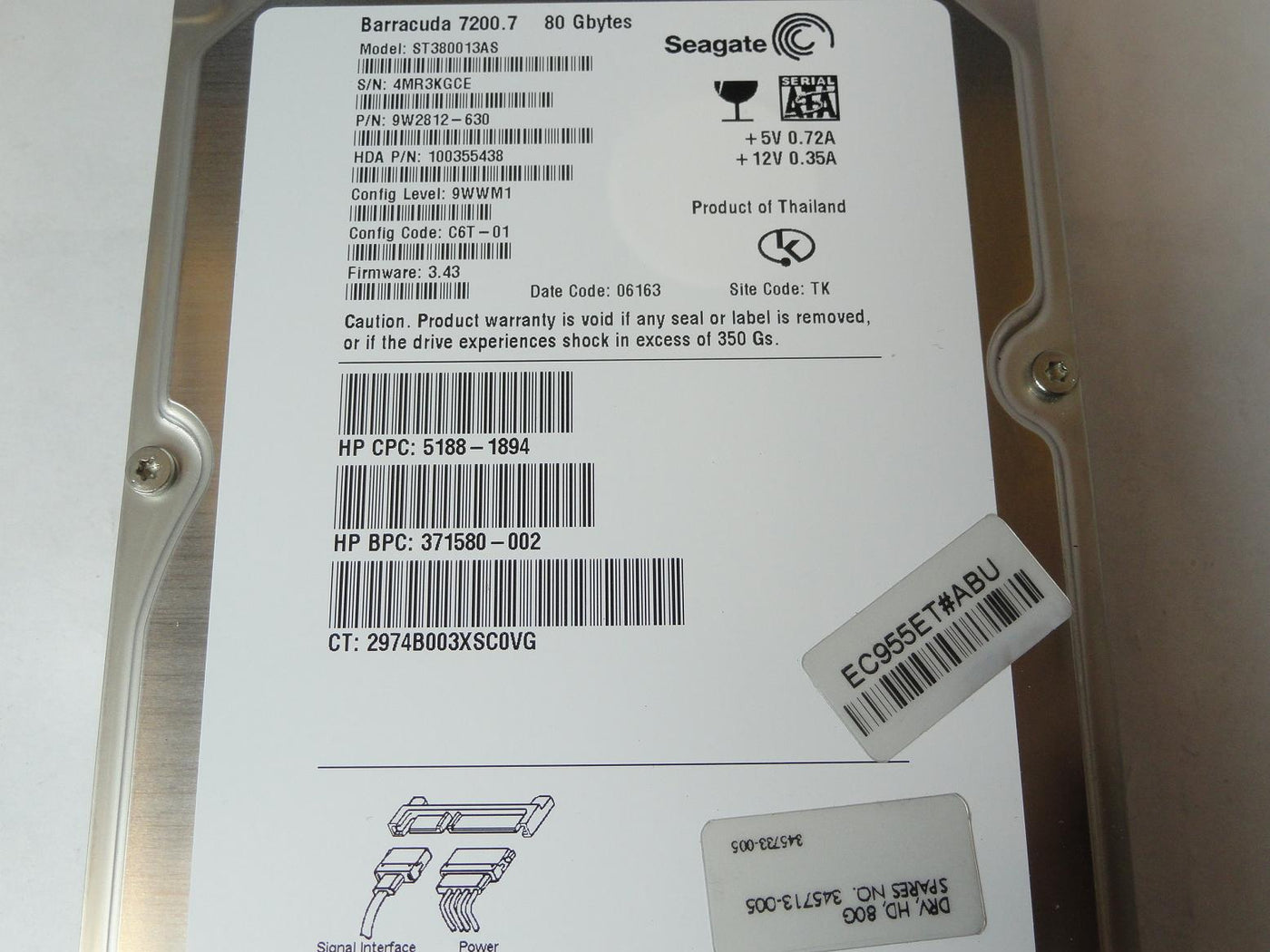 PR22992_9W2812-630_Seagate HP 80Gb SATA 7200rpm 3.5in HDD - Image2