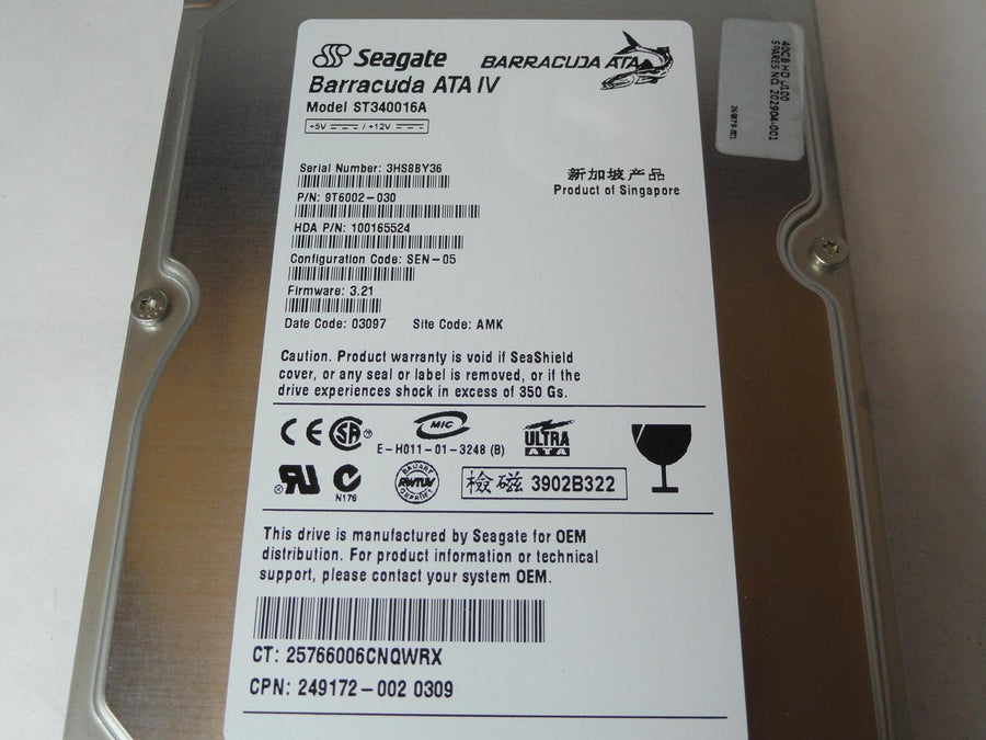 PR22993_9T6002-030_Seagate Compaq 40Gb IDE 7200rpm 3.5in HDD - Image2