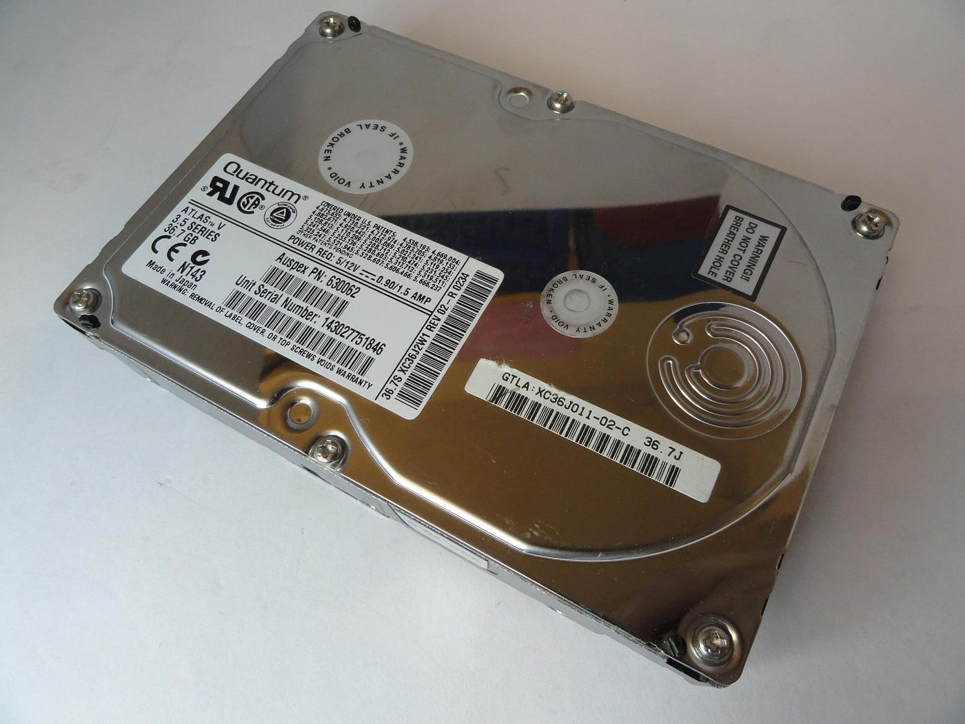 XC36J011 - Quantum Auspex 36GB SCSI 80 Pin 7200rpm 3.5in Atlas V HDD - Refurbished