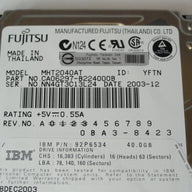 PR23051_CA06297-B224000B_Fujitsu IBM 40Gb IDE 4200rpm 2.5in HDD - Image3