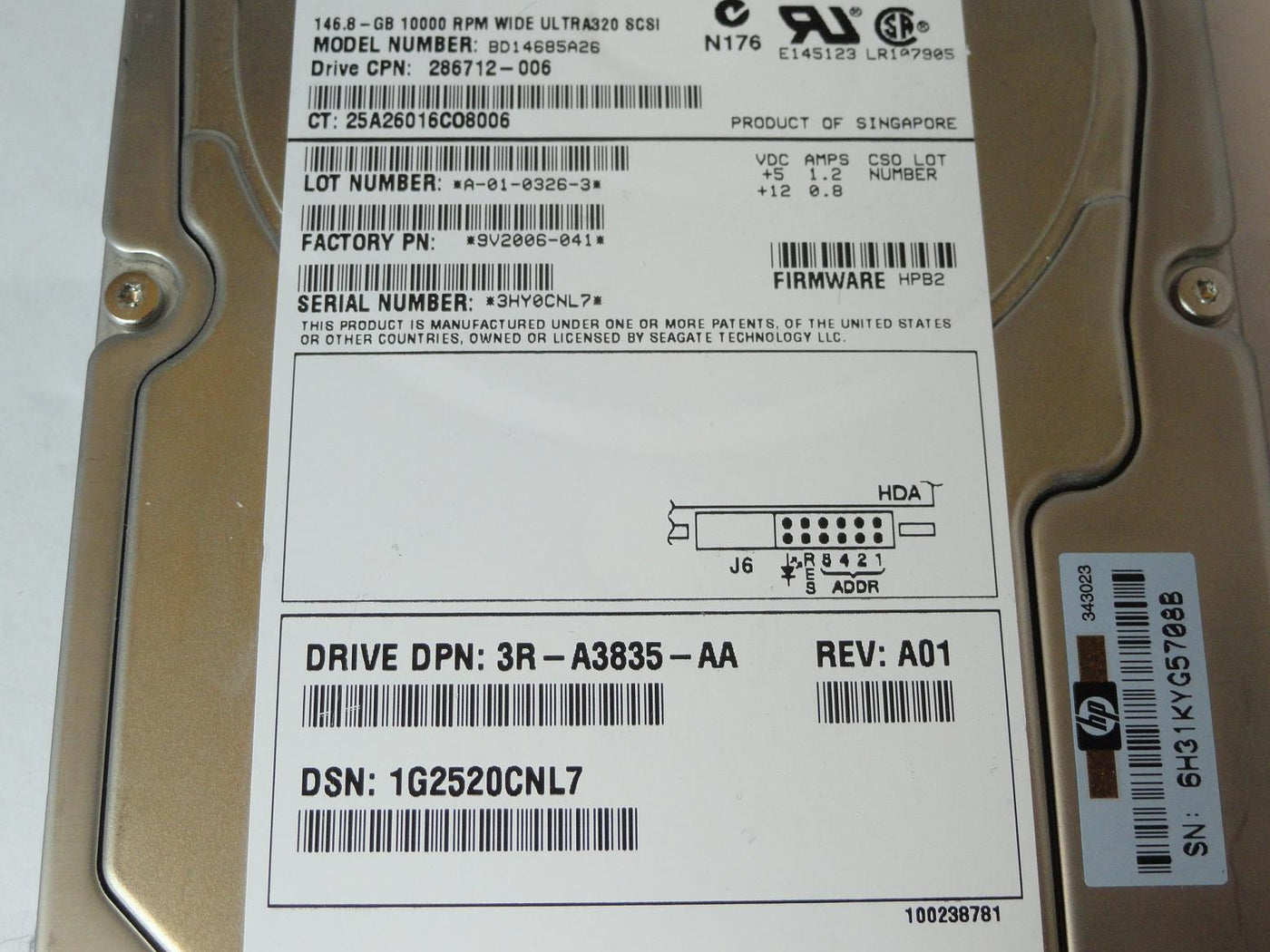PR23097_9V2006-041_Seagate HP 146Gb SCSI 80 Pin 10Krpm 3.5in HDD - Image3