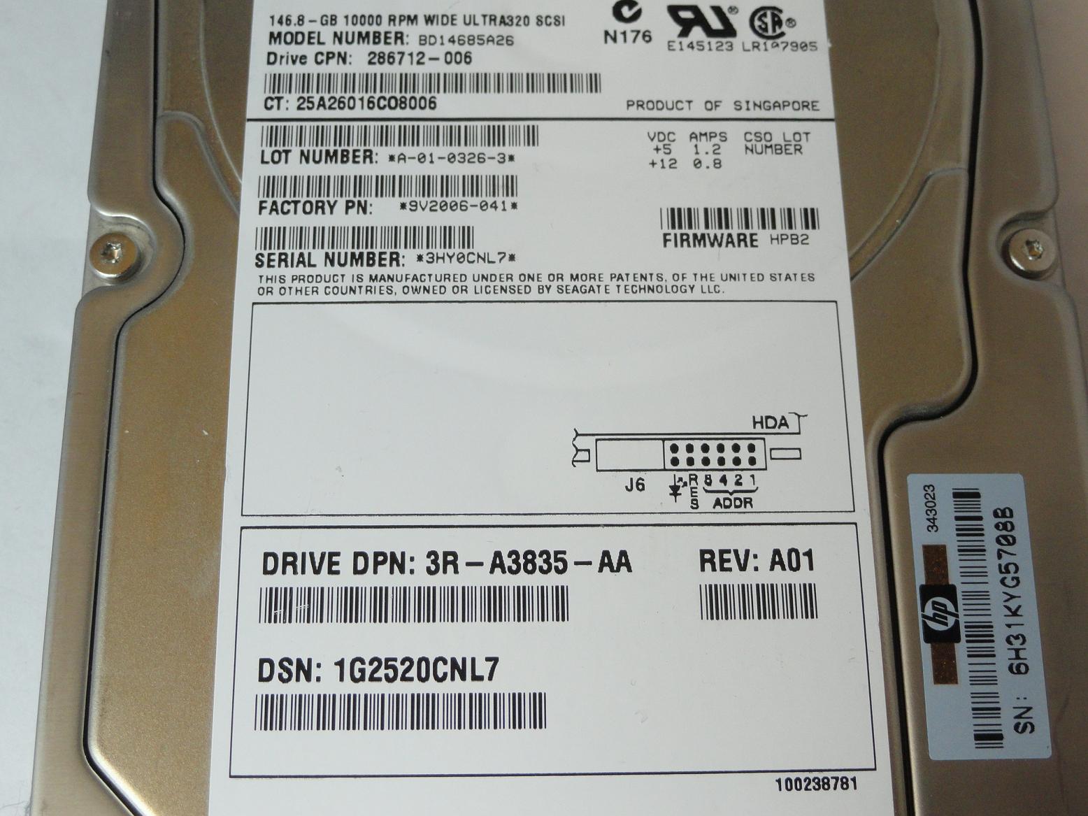 PR23097_9V2006-041_Seagate HP 146Gb SCSI 80 Pin 10Krpm 3.5in HDD - Image3