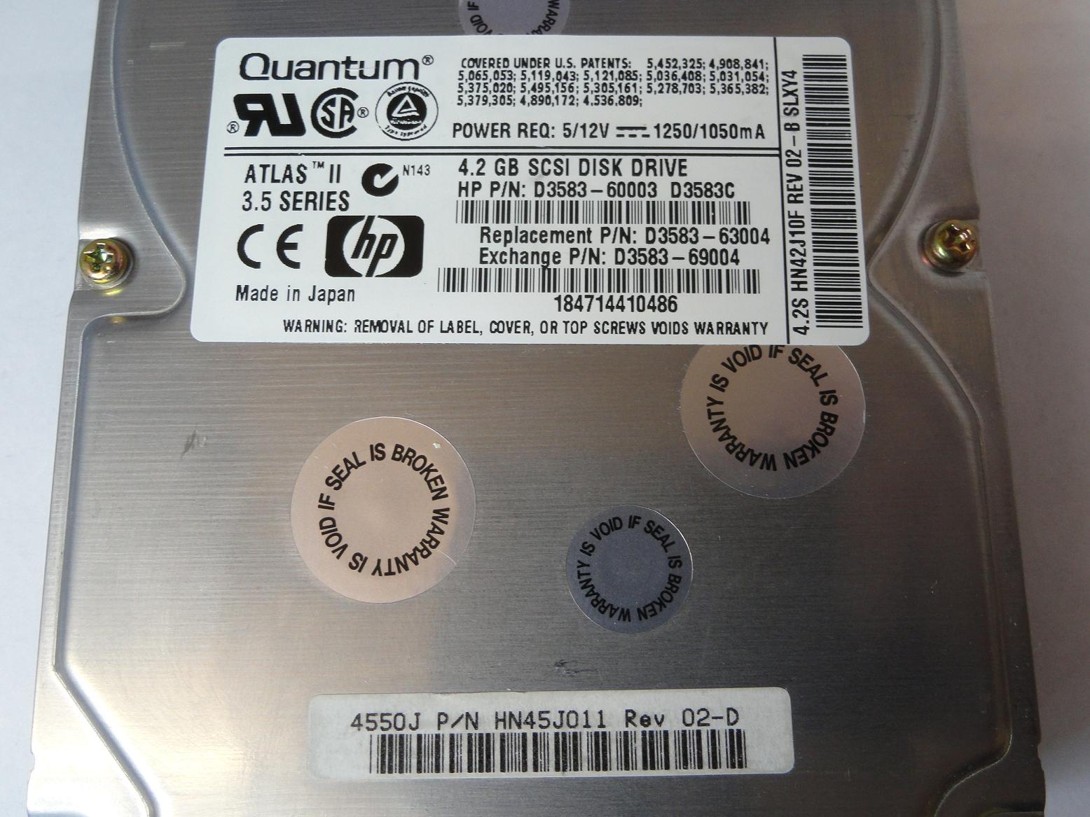 PR23188_HN45J011_Quantum HP 4.2Gb SCSI 80 Pin 7200rpm 3.5in HDD - Image3