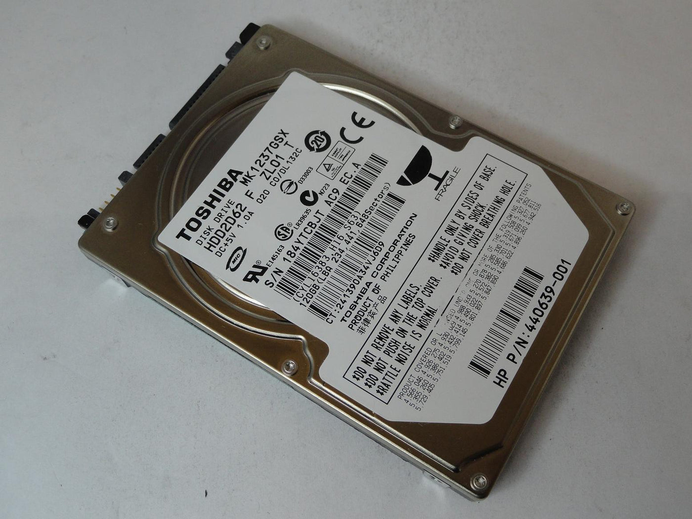 HDD2D62 - Toshiba 120GB SATA 5400rpm 2.5in HDD - Refurbished