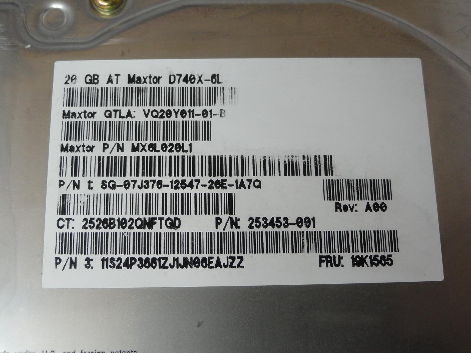 PR24401_VQ20Y011_Maxtor Dell Compaq IBM 20GB IDE 7200rpm 3.5in HDD - Image3
