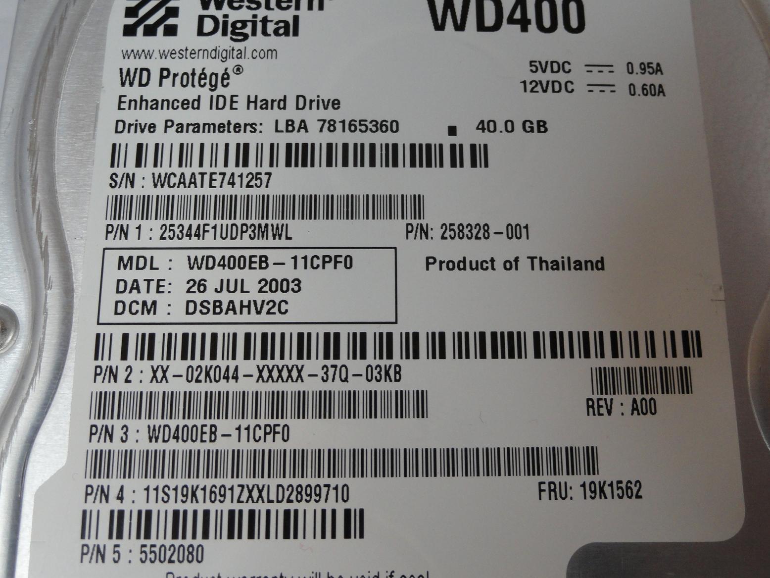 PR23376_WD400_WD Dell IBM HP 40GB IDE 7200rpm 3.5in HDD - Image3