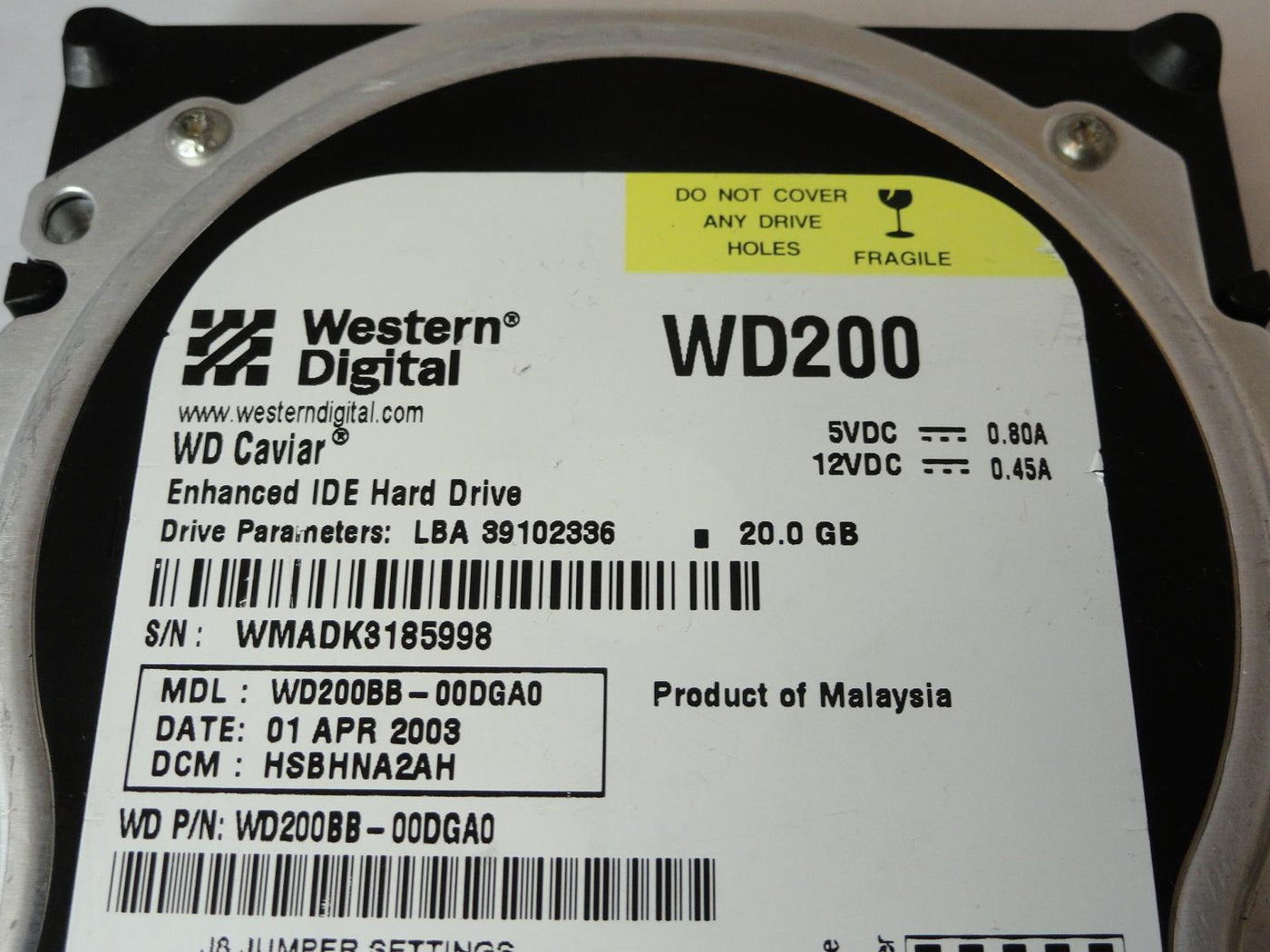 PR24275_WD200_Western Digital 20GB IDE 7200rpm 3.5in HDD - Image3