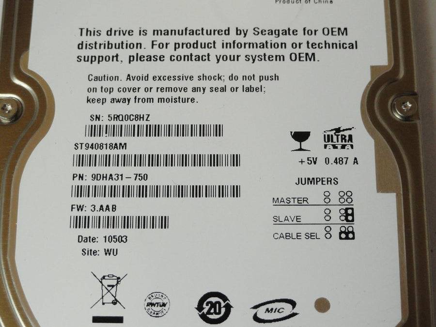 PR23494_9DHA31-750_Seagate 40GB IDE 5400rpm 2.5in HDD - Image2