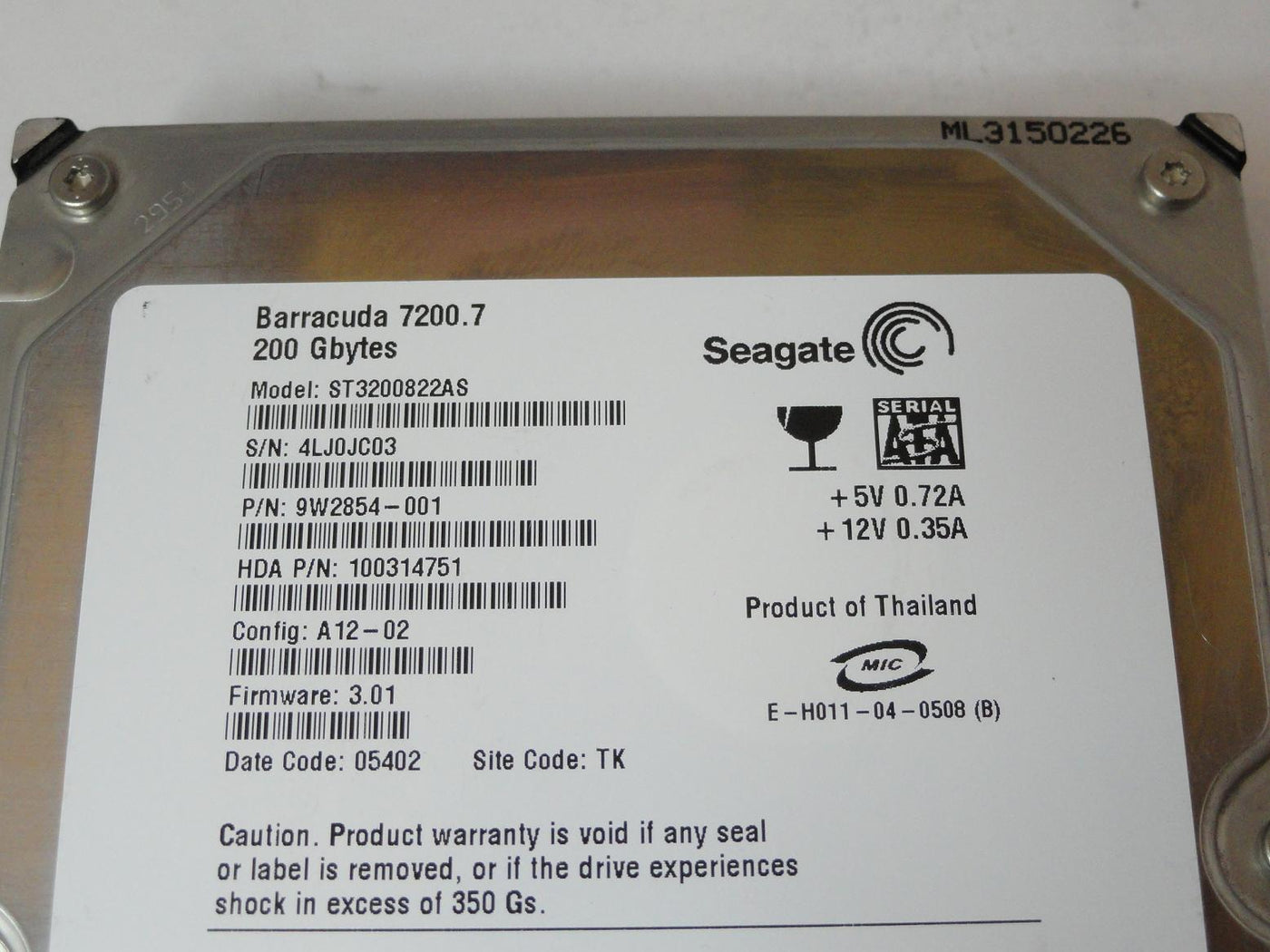 PR24337_9W2854-001_Seagate 200GB SATA 7200rpm 3.5in HDD - Image2