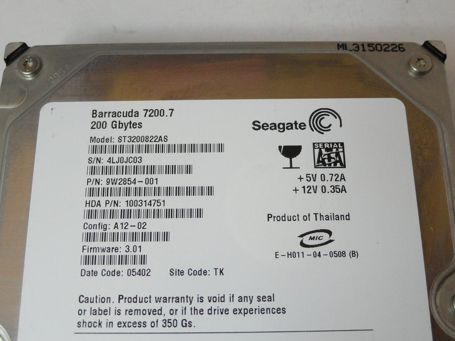 PR24337_9W2854-001_Seagate 200GB SATA 7200rpm 3.5in HDD - Image2
