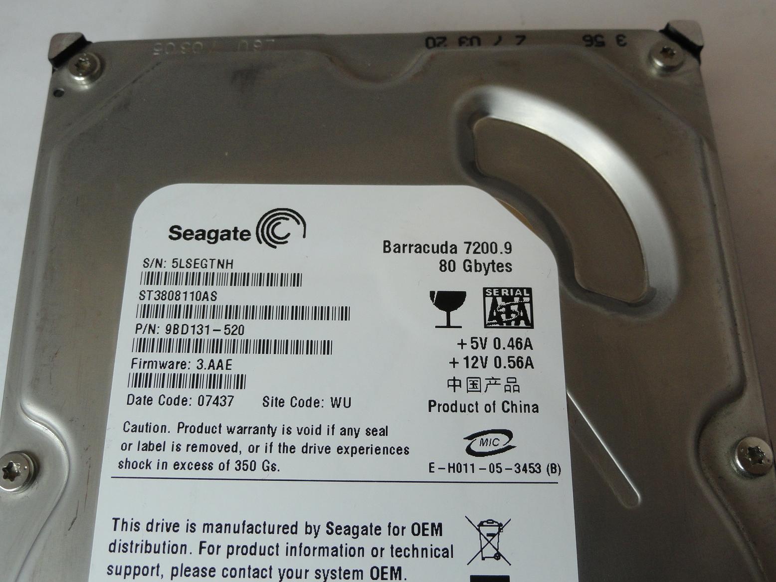 PR23557_9BD131-520_Seagate 80GB SATA 7200rpm 3.5in HDD - Image3