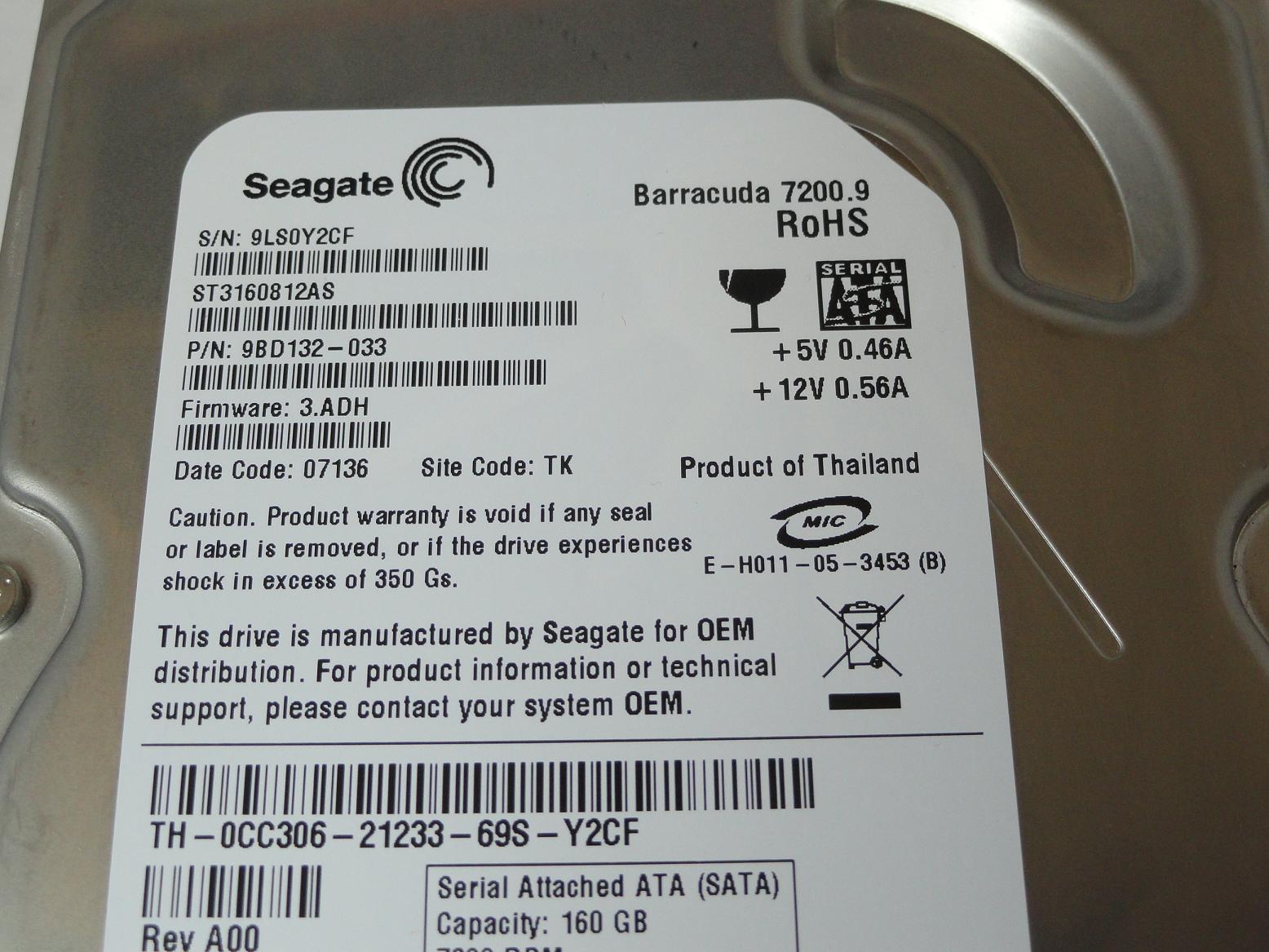 PR23589_9BD132-033_Seagate Dell 160GB SATA 7200rpm 3.5in HDD - Image3