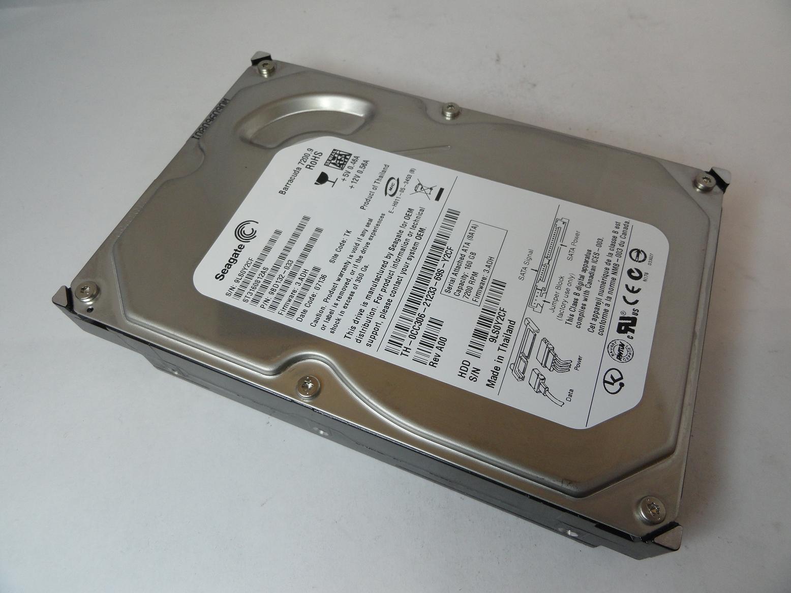 9BD132-033 - Seagate Dell 160GB SATA 7200rpm 3.5in Barracuda 7200.9 HDD - Refurbished