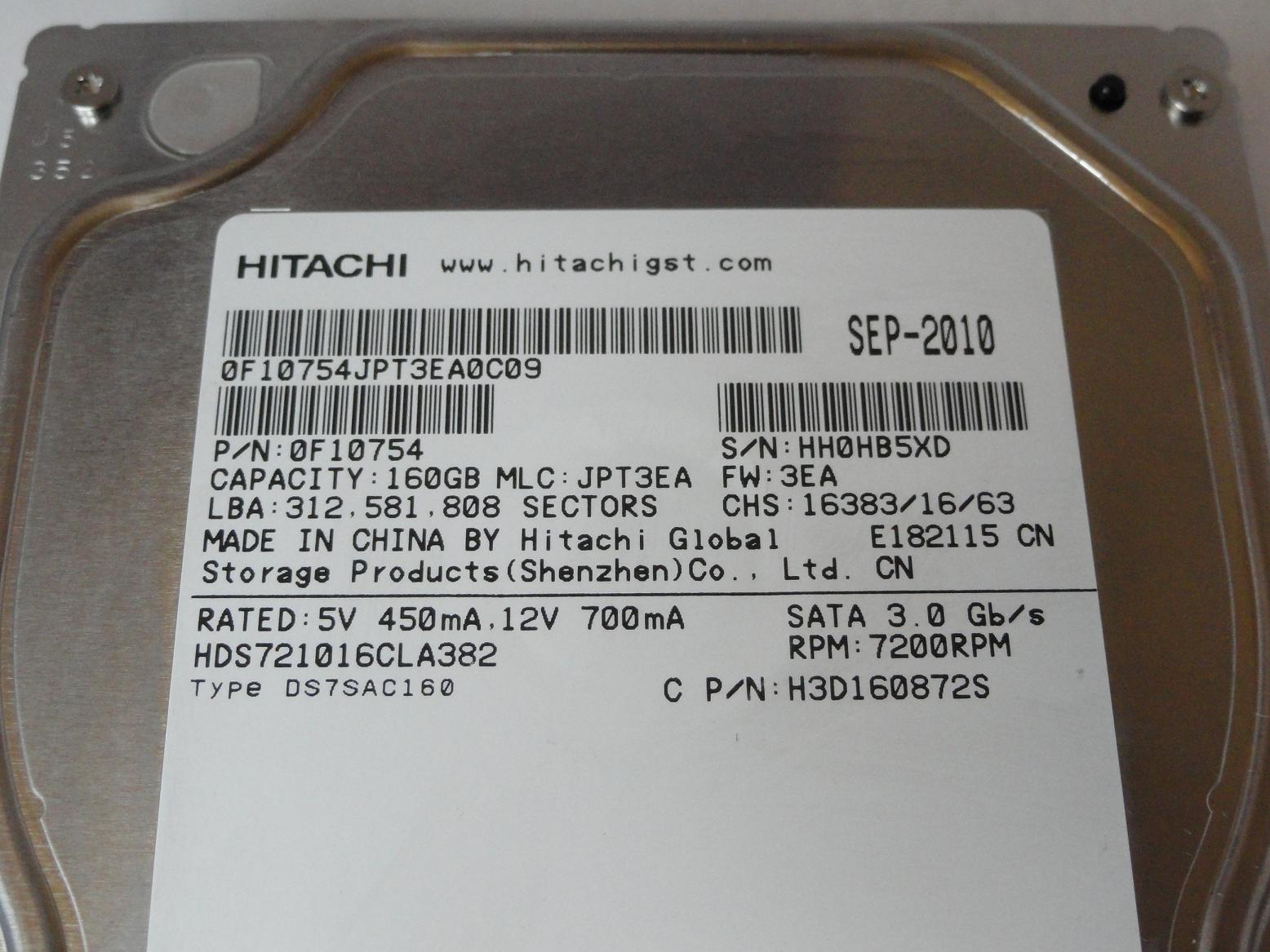 PR23891_0F10754_Hitachi 160GB SATA 7200rpm 3.5in HDD - Image3