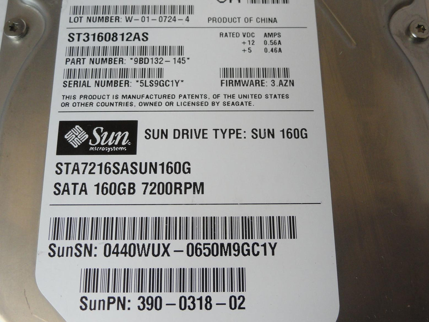 PR23739_9BD132-145_Seagate Sun 160GB SATA 7200rpm 3.5in HDD - Image3