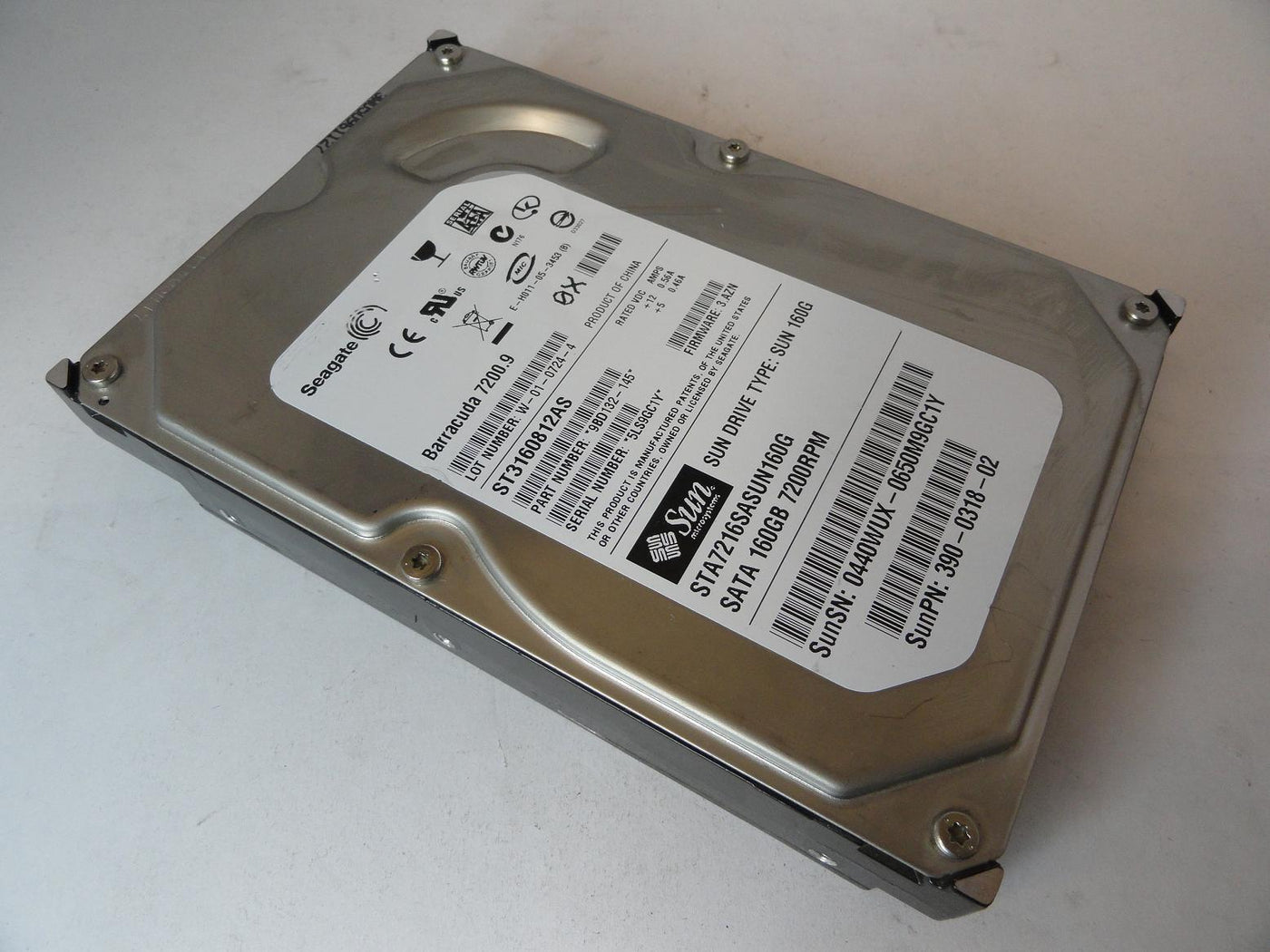 9BD132-145 - Seagate Sun 160GB SATA 7200rpm 3.5in Barracuda 7200. 9 HDD - USED