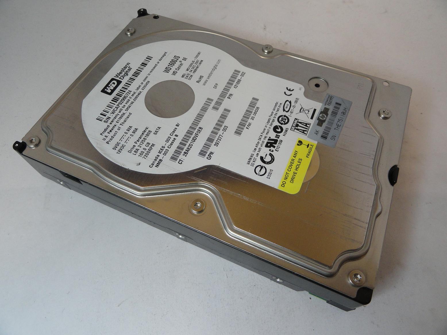 WD1600JS - Western Digital HP 160GB SATA 7200rpm 3.5in HDD - Refurbished
