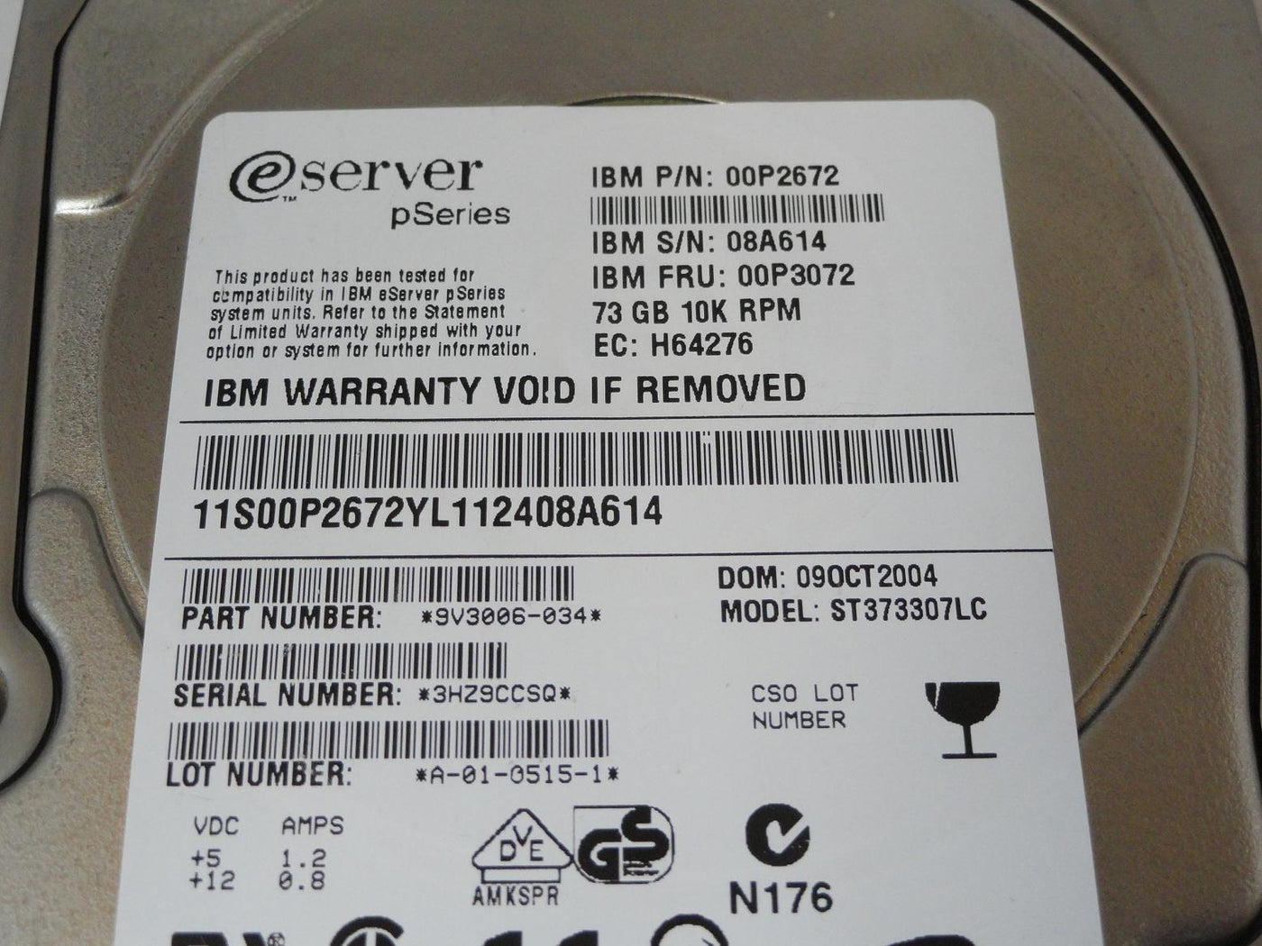PR23942_9V3006-034_Seagate IBM 73GB SCSI 80 Pin 10000rpm 3.5in HDD - Image3