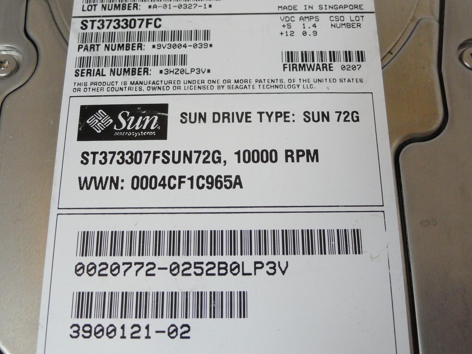 PR23850_9V3004-039_Seagate Sun 73GB Fibre Channel 10Krpm 3.5in HDD - Image3