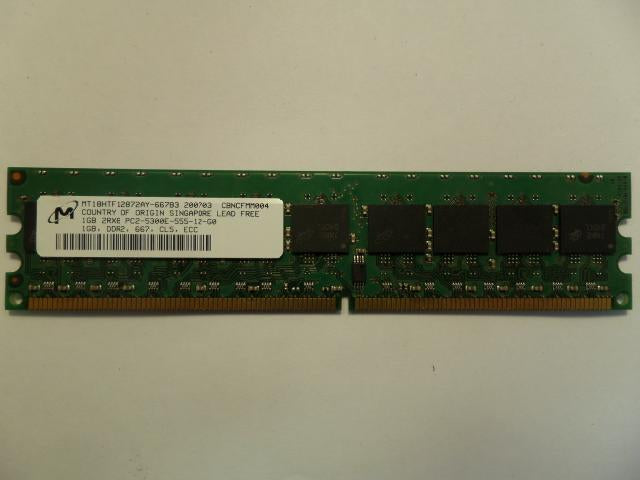 PC2-5300E-555-1-G0 - Micron 1GB PC2-5300 DDR2-667MHz ECC Unbuffered CL5 240-Pin DIMM Dual Rank Memory - Refurbished