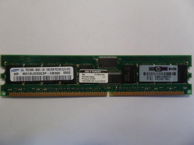 M312L2920CZP-CB3Q0 - Samsung 1GB 184p PC2700 CL2.5 18c 128x4 Registered ECC DDR DIMM - Refurbished